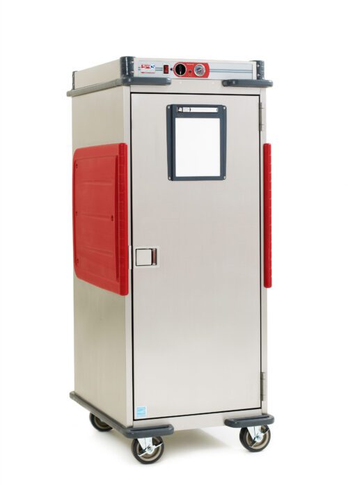 xefauzo6l113hvlmutzk0m420v4oah42.jpg The Metro C5T9-ASL C5 T-Series Heated Transport Cabinet features a full height solid door, 60Hz compatibility, stainless steel body with red side handles, a small window on the front door, top control panel, sturdy wheels for easy mobility, and operates at 120V and 1400W.