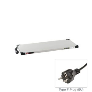 The Metro HSX1842-EU Super Erecta Hot Stainless Steel Heated Shelf includes a 336-400W electric heating plate and comes with a Type F EU plug, 220-240V, measuring 18 x 42.