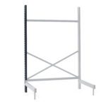 The Metro SMU76 SmartLever Upright is a sleek 76-inch gray metal shelving frame with vertical supports and horizontal beams for stability, designed for adjustable shelving. Its modern look contrasts beautifully against a crisp white background.
