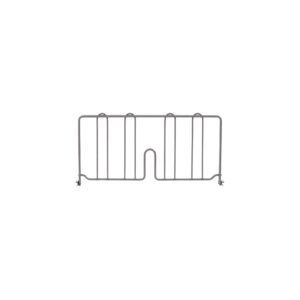 The Metro DD18K4 Super Erecta is an 18 high, simple rectangular wire rack, coated with stylish Metroseal Gray Epoxy. It features evenly spaced vertical bars, a small arch at the bottom center, and two hooks on each side for added stability.