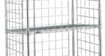 The Metro SLT2436NC Super Erecta Industrial Wire Slanted Transport Shelf, 24 x 36, features a metal wire grid design ideal for industrial storage and organization with two vertical side panels and one horizontal shelf.