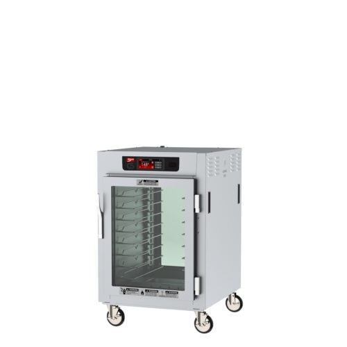 yng56ufy8q1djkzv8k7m2mm7ktquumyb.jpg The Metro C585-SFC-UPFC C5 8 Series Insulated Pass-Thru Holding Cabinet features a stainless steel build with a full-length clear door, digital top control panel, and universal wire slides. Designed for 120V and 60Hz operation at 2000W, it combines style and efficiency on wheels.