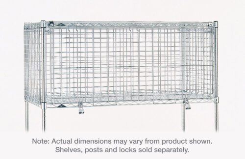 z9ext3cg3balcehfl7kpjn94ngbzegcr.jpg The Metro SECM2460NC Super Erecta Security Module is a chrome rectangular wire mesh storage cage measuring 24 x 60 x 20. It has four supporting legs and dimensions may vary. Shelves, posts, and locks are sold separately.