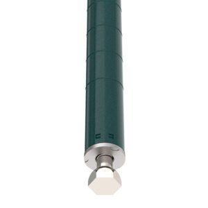 A 74H green cylindrical metal object with a bottom hexagonal bolt, viewed low against a white background, resembles the Metro Super Erecta 74PK3-STKD SiteSelect Industrial Wire Shelving Staked Post in Metroseal Green.