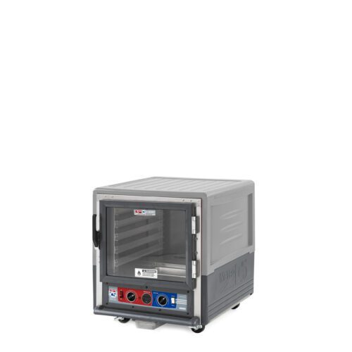 zjzd7vc7dsx64geotyzfcfri7qcojcr1.jpg The Metro C533-CXFC-L-GY C5 3 Series is a gray insulated holding/proofing cabinet with undercounter design, featuring a full-length clear door and Lip Load Aluminum for durability. It operates at 220-240V (50/60Hz), has a digital display with red/blue knobs, reinforced handles, and ventilation.