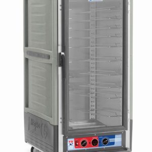 The Metro C537-MFC-U-GYA C5 3 Series is a gray, 3/4 height insulated proofing cabinet with a full-length clear door and universal wire slides. Featuring control knobs and a digital display, this mobile unit operates efficiently at 120V and 60Hz with a power of 2000W.