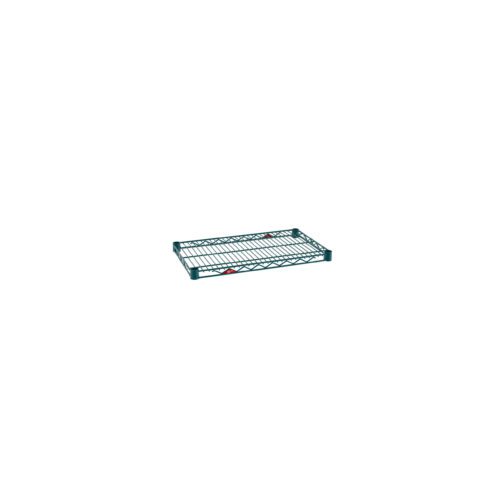 The Metro Super Erecta 1424NK3 Industrial Wire Shelf, with its 14 x 24 design and green Metroseal epoxy finish, is ideal for easy organization or storage.