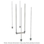 A set of vertical metal rods of varying heights with blue circular bases and tops, arranged randomly, resembling the Metro LBTM21C qwikTRAK Double Deep Mobile Unit Kit for 21 Wide Super Erecta Wire Shelving, Chrome. Dimensions might differ from the product shown.
