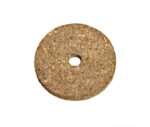 A round, textured grinding disc, similar to a Justrite Gasket F/Covr Type 1 Stl Can, has a central hole and is made of coarse, brownish material. It is set against a plain white background.