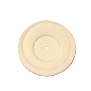 A round, flat beige disc resembling the Justrite Gasket F/Cvr Dispsl Can/Hplc with a small central hole and slightly raised border for a layered look. The material is smooth and matte.