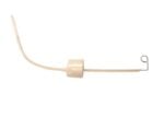 A beige plastic security tag with a hook end resembles the Justrite Tip-Tube-& Cap Assy-- 14009. It showcases a cylindrical locking mechanism, all set against a plain white background, designed to deter theft.