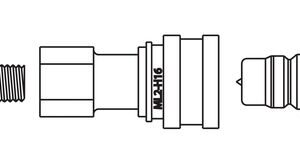 A technical drawing of a disassembled Justrite Fitting, Discnt, Ss, Vitn 1/4, featuring nuts, washers, and a barbed fitting. Components are laid out horizontally to illustrate their seamless assembly.