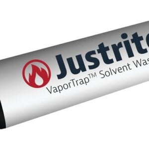 A 2 Pack of cylindrical Justrite Filters with a Carbon-based design, featuring the Justrite logo and red flame icon. Each predominantly white cartridge has black caps on both ends.