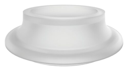 A translucent Justrite Adapter, 120 mm, tapers elegantly towards the top with a frosted finish against a plain white background.