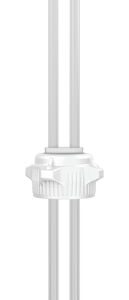 Clear 53Mm Justrite Cap with vertical dual-gear mechanism and parallel rods, designed for efficient operation and compatible with W/2X 1/4 tubing.