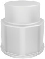 A 3D-rendered white cylinder with a hexagonal base and smooth top showcases a minimalist design. It elegantly integrates the discreet Justrite Spgt Ftg, 1-1/8 Thrd Dia, Cc, preserving its sleek and unmarked look while ensuring functionality.