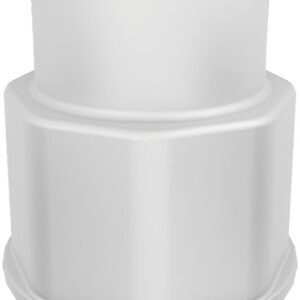 A 3D-rendered white cylinder with a hexagonal base and smooth top showcases a minimalist design. It elegantly integrates the discreet Justrite Spgt Ftg, 1-1/8 Thrd Dia, Cc, preserving its sleek and unmarked look while ensuring functionality.