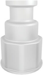 A white, cylindrical, tiered structure with a wide base and slightly wider top features a smooth, glossy surface similar to the polished finish of a Justrite Spgt Ftg, 1-1/8 Thrd, 3/4 Sc.
