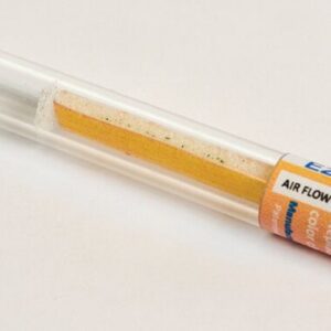 A 2 Pack of Justrite Filter Indicators in transparent tubes labeled Ezwasto, each containing a yellow and orange strip showing AIR FLOW DIRECTION plus foreign text, likely for air quality or environmental monitoring.
