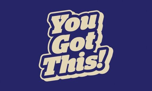 Cream-colored text You Got This! is boldly displayed on the dark blue Justrite Mat,195 You Got This 3X5 Bu, inspiring any room.