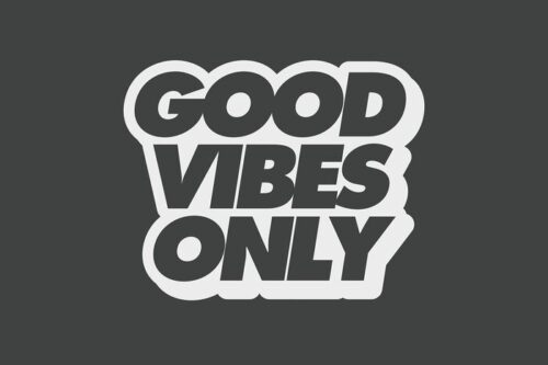 Bold white text on a dark gray background reads GOOD VIBES ONLY, exuding positivity. The playful, blocky font of the Justrite Mat, 195 Good Vibes Only 4X6 Ch, creates a striking image that leaves you with 195 good vibes every time you see it.