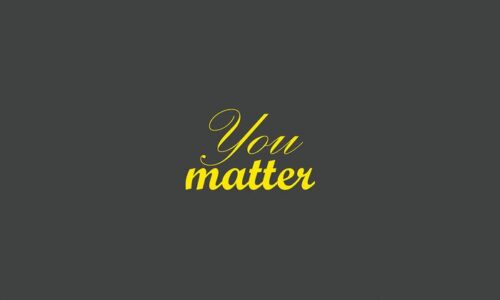The image displays You matter in elegant yellow cursive on a dark gray background, echoing the attention-grabbing and inspiring Justrite Mat, 195 You Matter 3X5 Ch design.