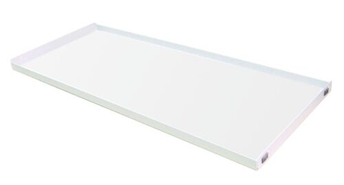 Justrite Shelf EN30/90 features a rectangular gray design with small lips on the longer sides, shown from an angled perspective.