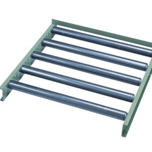 The Justrite Drum Roller F/Vdrum Sngl 55G section includes five parallel rollers supported by a sturdy green metal frame, ideal for meeting Sngl 55G requirements.