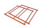 Red metal Justrite Nrb beams, designed for heavy-duty shelving in warehouses, partially overlap on a white background to form a rectangle. They offer robust support and integrate seamlessly with your existing 4, 2Pc Frame.
