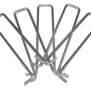 Five metal wire forms from the Justrite Repair, Rigidloc, 8 Support, 5Pk are arranged fan-like. Each bends into a rectangular loop with ends slightly curved outward, set against a white background to highlight their precision and elegance.