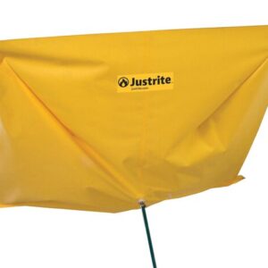 The Justrite Diverter, Leak Magnet, measures 5X5 and is expertly crafted for ceiling leaks with a bottom tube for directing water flow.