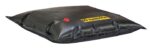 The Justrite Drain Cover, Waterfill 30X30, comes with a large black containment pillow featuring a red valve and a yellow Justrite label. Its smooth surface indicates its fully inflated and ready for use.