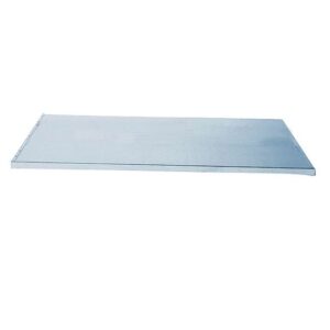 Displayed against a white background, the 22Gslm flat rectangular metal sheet highlights simplicity and functionality akin to the Justrite Shelf Splslp, 12/15G.