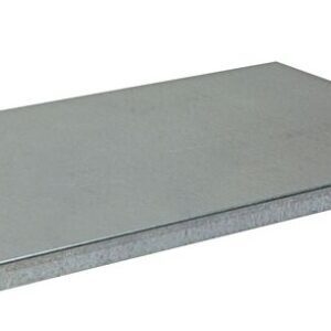 The Justrite Shelf Splslp, Wallmnt 20Gl features a flat, smooth rectangular metal sheet with slightly raised edges on a plain white background.