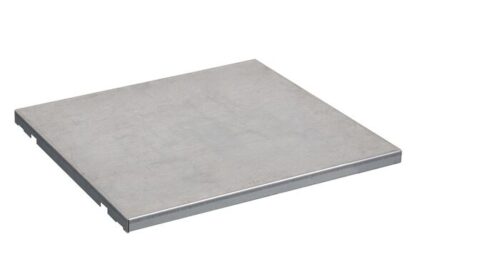 The Justrite Shelf Splslp, Fmhd 15G/24, is a rectangular metal plate with a smooth surface and slightly raised edge, displayed against a white background.