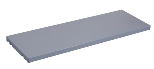 The Justrite Chemcor Shelf 30/45 Spillslope is a durable, flat, rectangular gray model with a minimalist design that blends seamlessly against a white background, offering reliable support ideal for managing chemicals.