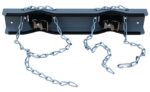 The product image shows the Justrite Gcyl Supbrkt, Wl, 2Cyl, Wchn, Stl—a black metal bracket with a wavy design featuring two silver chains linked to metal hooks against a white background.
