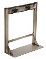 This industrial, minimalist stand, akin to the Justrite Gcyl Stnd,2Cyl,Ss, has a rectangular base with side supports and a horizontal top with black straps for securely holding your device or equipment.
