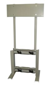 The Metal TV stand, made from Stl material, features a rectangular frame and flat top panel for your TV. It has a sturdy base with adjustable brackets for secure mounting, similar to the robust Justrite Gcyl Stnd. A light gray finish complements its multiple adjustment points.