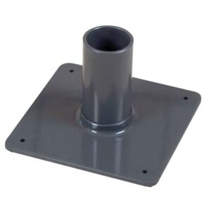 The Justrite Gcyl Stnd features a gray, square base with rounded corners and a central 1Cyl attachment. It has four small corner holes and is crafted from durable materials for a sleek, functional design.