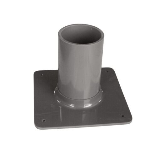 The Justrite Gcyl Stnd,1Cyl,Bch,3In is a gray plastic cylindrical pipe base with a square flat mounting base that has corner holes. It features a smooth, slightly reflective surface and accommodates up to a 3-inch fit.