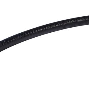 A glossy, black Justrite Gcyl Reppt Edgemold, 10Ft elegantly curves against the stark white background.