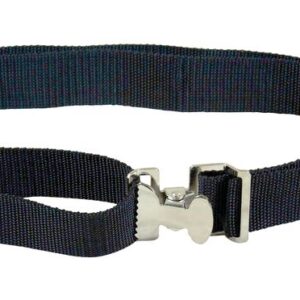 This sleek black woven belt, named Justrite Gcyl Reppt,Nystrap,Stlbuck, with its silver metal buckle exudes understated elegance.