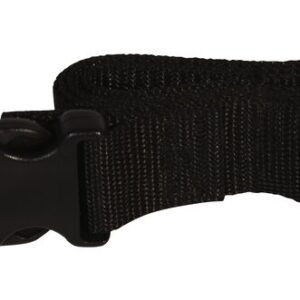 A coiled Nystrap made of black nylon with a sleek Nybuck plastic buckle, known as the Justrite Gcyl Reppt.