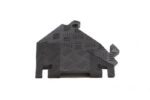 Introducing the Justrite Cp,Fl,1Ch,1,45Rt,B—a black rubber doorstop designed in a house shape with a textured checkered surface for enhanced grip and style.