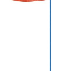 A small red flag on a blue pole stands upright against a plain white backdrop, showcasing the minimalistic elegance characteristic of Justrites Whip design, part of the Ld collection.