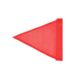 The Justrite Whip, Acc, Flg, Tri, Or, Pl features an orange triangular flag with a mesh texture and a vertical rectangular strip on the right side. Its simple design stands out against a clean white background.
