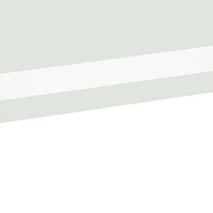 The Justrite H, Ssaccy, Sign Bracket, Htd supports a rectangular glass panel with a light green tint. These red brackets feature a rounded design and are securely affixed to the bottom corners of the glass.