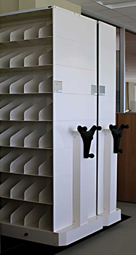 Movable shelving carriages and controls in a high-density storage installation