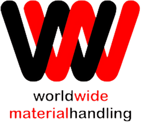 The image showcases a logo with large, interconnected WW letters in red and black. Below, the text reads worldwide material handling in lowercase, featuring worldwide in black and material handling in red, subtly hinting at their specialty: pallet rack beams.